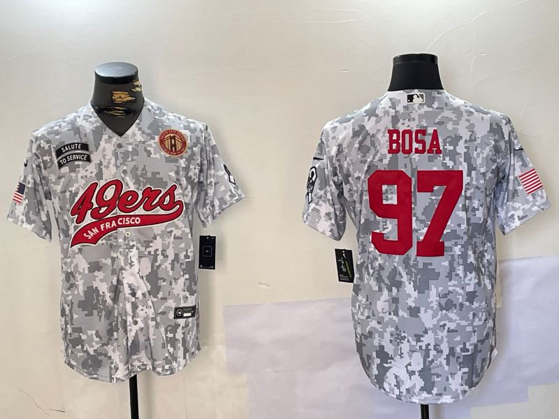 Men San Francisco 49ers #97 Bosa Nike Arctic Camo 2024 Salute to Service Limited NFL Jersey style 3